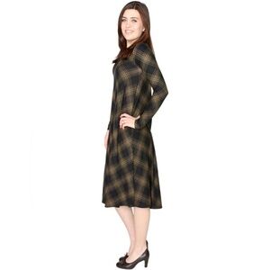 Maternity Brown & Black Plaid Flowy Dress